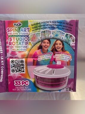 NIB Tulip Spin Art Tie-Dye Studio Kit - Pink & White Spinner